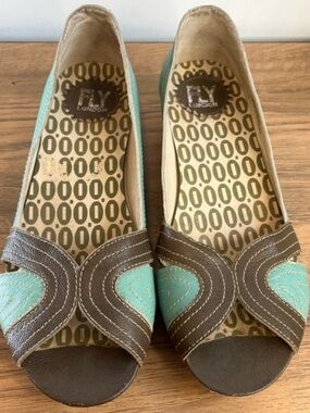FLY LONDON Vintage 1990s Y2K Style Flats - Teal and Brown